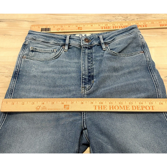 WE THE FREE Free People 31 Jeans Light Wash High Rise Button Fly Raw Hem New - Picture 12 of 14